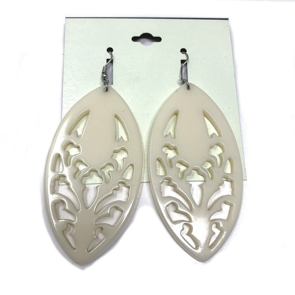 Vintage 1980's Modernist Acrylic Statement Earrings Pierced Avant Garde Runway - Picture 4 of 4